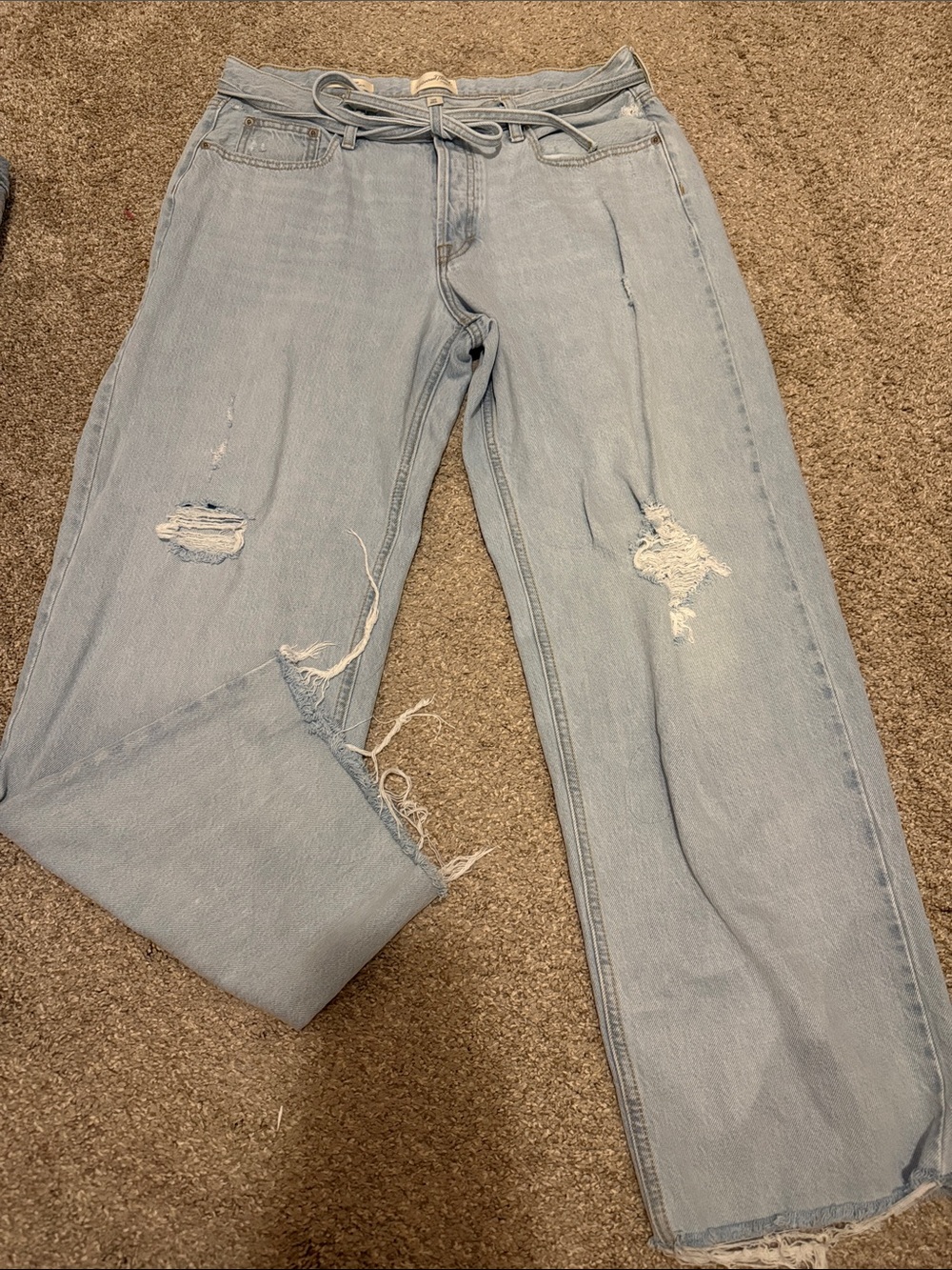 Light Blue Distressed Mid-Rise Women’s Jeans